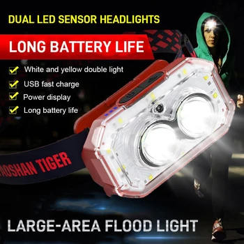 Multifunkčné hlavy lampy, najvýkonnejšie LED Svetlometov, Senzor Vedúci Svetlo USB Nabíjateľné Svetlomet Vedúci Pochodeň Hlavu Blesku
