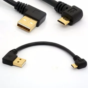 90 Stupňov USB 2.0 Micro USB B Kábel Šikmého Plnenie Extender Viesť Ľavého 15 cm