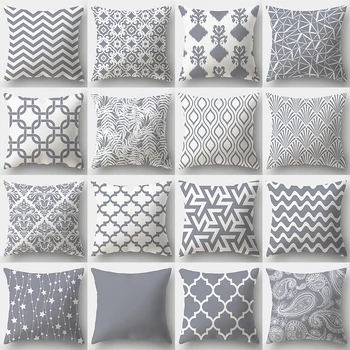 Sivá Geometrie Vankúš 45x45 Pillowcover Polyester Dekoratívne Sedacie Vankúše Hádzať Vankúše Domova obliečka na Vankúš