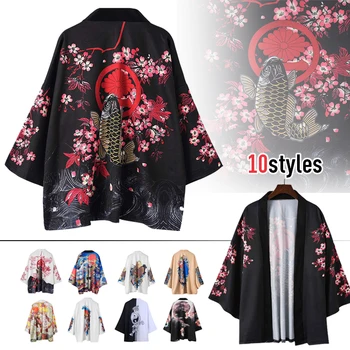 Japonský Streetwear Cardigan Košele Yukata Kimono Mužov Japonské Kimono Harajuku Haori Módne Topy Samuraj Cosplay Kostým