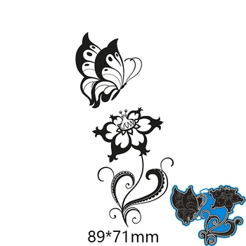 89*71mm Motýľ a kvety Rezanie Kovov Zomrie dekorácie Zápisník Razba Papier Plavidlá Album Karty Úder Nožom