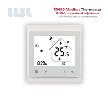 Modbus RS485 priestorový Termostat pre 0-10V Ventil komã © tou je 2p 4P fan coil jednotky pre chladenie / kúrenie 95-240VAC, 24VAC