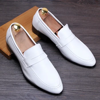 pánske módne originálne kožené topánky business office formálne šaty proklouznout o vodičské topánky čierne biele mokasíny letné tenisky mans