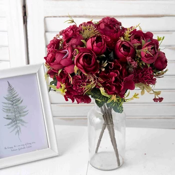 Európska Hodváb Umelé Čaj Ruže Kvety, Vázy, Pre Domáce Dekorácie Príslušenstvo Falošné Daisy Rastliny Svadobné Party DIY Dekoratívne