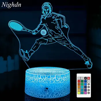 Tenis Nočné Svetlo pre Deti 3D LED Žiarovka s Diaľkovým Dotyk 7 Farieb + 16 Farieb, Najlepšie Tenisové Narodeninové Darčeky pre Dievčatá Chlapci