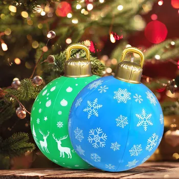 60 CM Vonkajšie Vianočné Nafukovacie Zdobené Guľa Vyrobená z PVC, Obrie Veľké Veľké Gule Strom Dekorácie Vonkajšie Dekorácie, Hračky Loptu