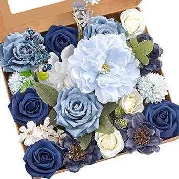 Umelé Kvety Falošné Prašnom Modrá Pivónia, Kvety Combo Pre DIY Svadobné Svadobné Kytice Centerpieces Domáce Dekorácie