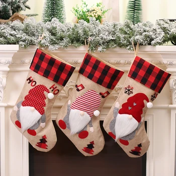 Anonymný Gnome Candy Bag Strana navrhne Vianočné Pančuchy Visí Prívesky Vianočné Ponožky pre Krb Vianočný Strom Dekorácie