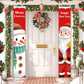 Vianočné Santa Claus Zavesenie Zástavy Veselé Vianočné Dekorácie Pre Domov 2022 Vianoce Dvere Dekor Navidad Noel Darčeky Na Nový Rok 2023