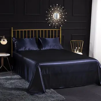 Vysoká Kvalita posteľnej bielizne a Nastaviť Luxusné King Size Bedsheet Elastické Čierne Saténové Obliečky na Vankúš Vybavené Posteľou List Textilné pre Domáce