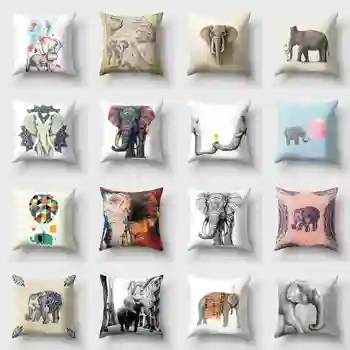 Zviera Vintage Slon Vzor Hodiť Vankúš Polyester 45*45 cm Gauč Pás Vankúš Domov, Spálne, Stoličky, Dekorácií