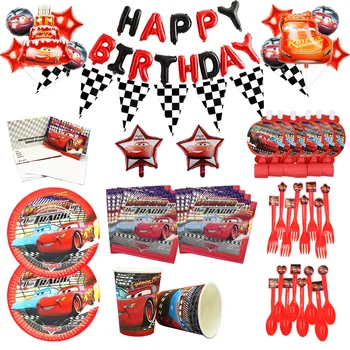 Cartoon Lightning McQueen Cars Happy Birthday Party Dodávky Papierové Poháre Taniere Baby Sprcha Deti Prospech Dodávky Riad