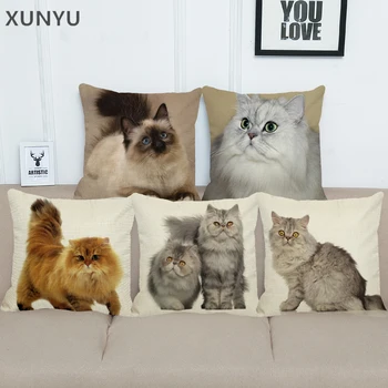 XUNYU perzská Mačka Bielizeň, obliečky na Vankúš Sofa Námestie Dekoratívny Vankúš Animal Vzor Vankúš 45X45cm AC008