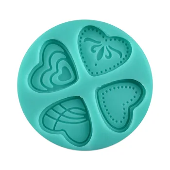 4 Štýly 3D Silikónové Srdce Milujúci Tvarované Formy na Pečenie Fondant Tortu Nástroj na Čokoládové Cookies, Pečivo, Formy na Mydlo