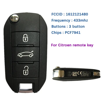 CN016031 Pôvodnej 3 Tlačidlo Flip Kľúča Na Citroen na Frekvencii 434 MHz Transpondér PCF7941 (ID46) Časť Č. 1612121480