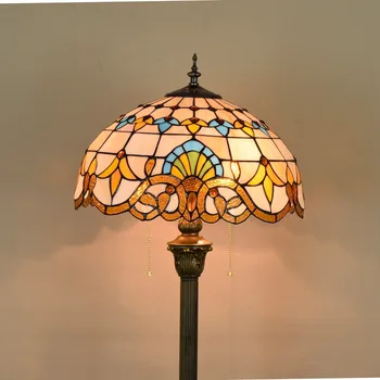 16inch Tiffany Barokový vitráže poschodí žiarovka E27 110-240V pre Domáce Salón Jedáleň, Izba, stojaca lampa