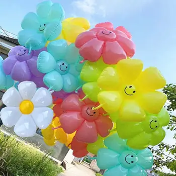 Macaron Biela Daisy Kvet Fóliový Balón Slnečnice Balóny, Hračky IN Hot Foto Rekvizity Svadby, Narodeniny, Party Baby Sprcha Dekorácie
