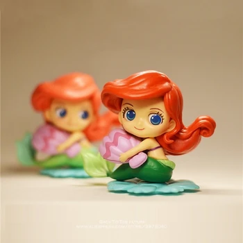 Disney Morská víla Princezná Cartoon 8 cm Akcia Obrázok Anime Kolekcia Mini Figúrka bábika mini deti Hračka model pre deti darček