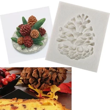 Vianočné silikónové formy fondant tortu, banány, ananás, borovica veža ozdobné línie pečené čokoláda, formy