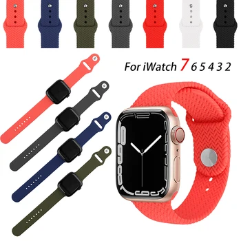 Šport pásmo Pre Apple hodinky Remienok 45mm 41mm 44 mm 38 mm Pletená žily Silikónové smartwatch náramok iWatch series 7 6 5 4 3 SE Band