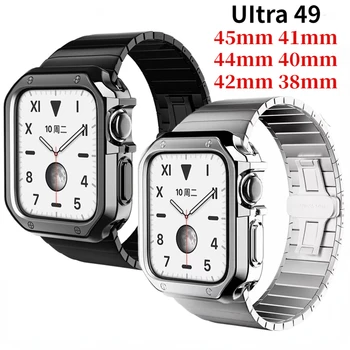 Metalová kapela+ TPU puzdro Pre Apple hodinky UItra 8 7 45mm 41mm iWatch 6 5 4 SE 44 mm 40 mm náramok z Nerezovej ocele Series 3 42mm Correa