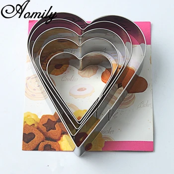 Aomily 5 ks/Set Krásne Srdce súbory Cookie Cutter Sladká Láska Cake Pečivo Valentína DIY Formy na Pečenie Nástroje z Nehrdzavejúcej Ocele Kovové