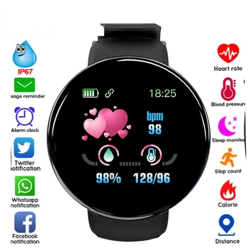 D18 Smart Sledovať Tepovú Frekvenciu, Krvný Tlak Fitness Tracker Muži Ženy Inteligentný Náramok Nepremokavé Športové Smartwatch Pre Android Ios