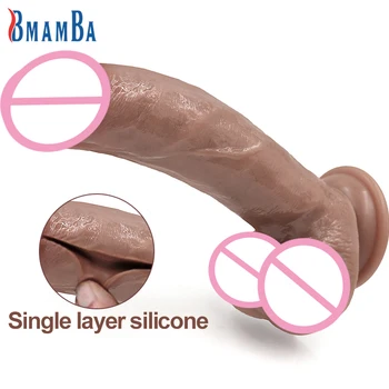 Jednovrstvový Silikónové Realistický Penis Pokožke Pocit Veľké Dildo s Prísavkou Sexuálne Hračky pre Ženy Realistické Strapon Dick Dospelých