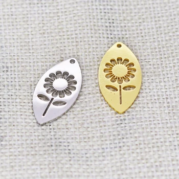 5 KS DIY Nehrdzavejúcej Ocele Zlatá Farba Slnečnice Fázy Ženy Kúzlo Pendan Šperky Eclipse Kvetina Náhrdelník