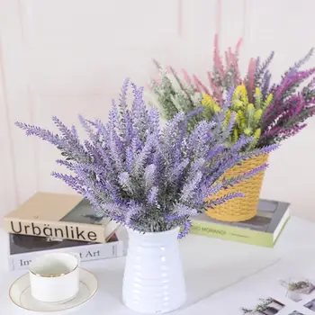 1 Zväzok Romantický Provence Levandule Svadobné Dekoratívne Kvetinové Vázy pre Domova Umelé Kvety, Obilie Ozdobné Falošné Rastlín