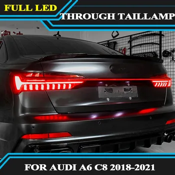 Vhodný pre nové audi a6 C8 2018-2020 Cez kufor, zadné svetlo, zadné lampy upravené kríž zadné svetlo LED zadné lampy