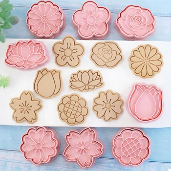 8 Kusov Kvet Cookie Cutter Kvet Tvarované Cookies Formy Plastové Pink Cookie Frézy na Domácej Kuchyni