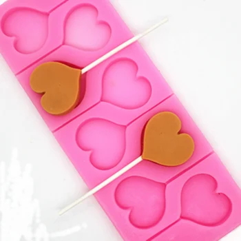 8-Otvor Srdce Tvar Silikónové Lízanky, Čokolády Formy Candy Tortu Formy Na Pečenie Pečiva Pečenie Cake Zdobenie Nástroje Mydlo Formy