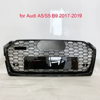 Pre RS5 Štýl Prednej Šport Hex Oka Honeycomb Kapota Gril Čierne Pre Audi A5/S5 B9 2017 2018 2019 Auto Príslušenstvo