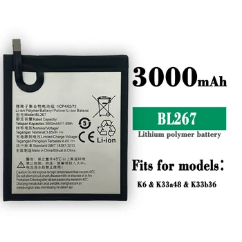 Lenovo Originálne Batérie BL267 Batéria BL 267 Pre Lenovo Atmosféra K6 K33A48 3000mAh Nabíjateľnú Batériu Mobilného Telefónu