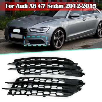 Pár Čierne Štýl RS6 ABS Auto Predné Hmlové Svetlo Mriežka Kryt Výbava Pre Audi A6, A7 Sedan 2012 2013 2014 2015 Hmlové Svietidlo Gril
