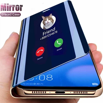 Smart Mirror Flip puzdro Pre Samsung Galaxy S21 Plus S20 Ultra S10 Lite 2020 S10E S20 FE S8 S9 S7 Okraji Poznámka 8 9 10 Pro 20 Pokrytie