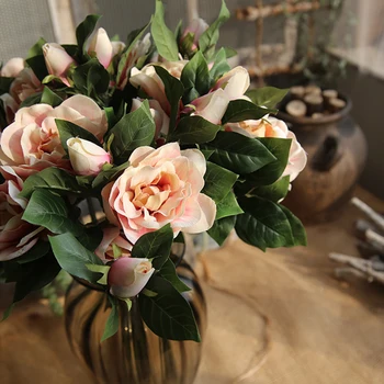 3 Hlavy Gardenia Pobočky Hodváb Umelé Kvety Na Svadbu Domáce Dekorácie Flores Artificiales Falošné Kvety Fleur Artificielle