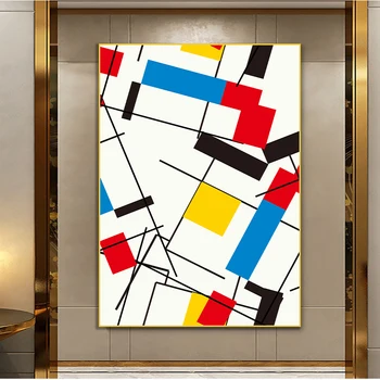 Abstraktná Maľba Ikony Obrázok Podľa Piet Cornelies Mondrian Moderné Plátno, Vytlačí Plagát Na Stenu Umenie Obývacia Izba Cuadros Domova
