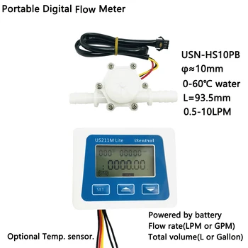 US211M Lite USN-HS10PBL 0.3-10 Digitálny prietokomer 5V Flow Reader Kompatibilný s všetky naše hala účinok prietok vody snímač s