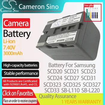 CameronSino Batéria pre Samsung SCD20 SCD21 SCD23 SCD24 SCD27 SCD31 SCD323 SCD33 SCD327 hodí Samsung SB-L110 fotoaparát batérie