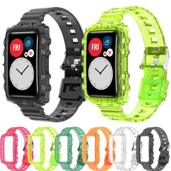 Pre Huawei Sledovať Nosenie Remienok Silikónový Watchband Ľadovec Transparentné Band Náramok correa pre huawei fit smart hodinky remienok