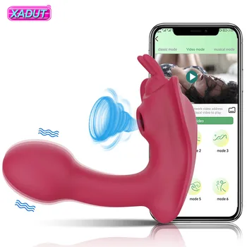 Bezdrôtové Dildo APLIKÁCIU Bluetooth Vibrátor pre Ženy, Diaľkové Ovládanie G-Spot Sania Stimulátor Klitorisu Silný Dospelých, Sexuálne Hračky