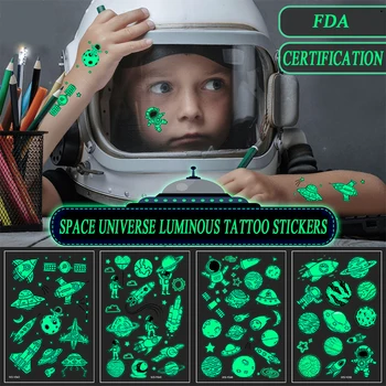 UFO Medzihviezdny Svetelný Tetovanie Nálepky Deti Dočasné Nepremokavé Kozmického Priestoru Falošné Tetovanie Tváre, Ramena Body Art Nálepky