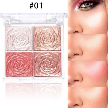 Kozmetické Dlhotrvajúci make-up Vodotesné 4-farebné Zvýrazňovač Červenať Paltte Auta Eyeshadow