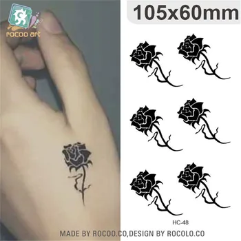 Body Art Sex nepremokavé dočasné tetovanie pre mužov a ženy, jednoduché 3d black rose dizajn malé tetovanie nálepky Veľkoobchod HC1048