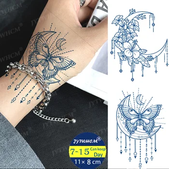 Šťava Trvalé Vodotesné Tetovanie Motýľ Mesiac Strapec Dočasné Tetovanie Nálepky Žena Dievča Body Art Strane Kvet Falošné Tetovanie Mužov