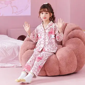 2022 Sanrioed Anime Kuromi Cinnamoroll Melódie Cartoon Dlhým Rukávom Nohavice Deti Pyžamá Deti Baby Girl Chlapcov Domov Nightwea