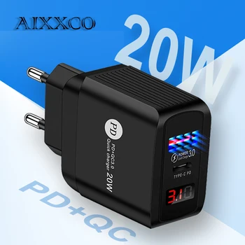 AIXXCO PD 20W USB Typu C Nabíjačku EÚ Adaptér Rýchly Telefón Bezplatne Pre iPhone 12 Pro Max Rýchle Nabíjanie 3.0, QC, USB C pre Xiao