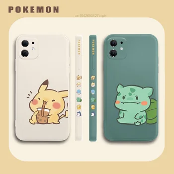 Pokemon Roztomilý Pikachu Squirtle Cartoon Kryt Telefónu, Pre iPhone 13 11 12 Pro Max Mini 6 7 8 Plus X Xs Xr Se Shockproof Telefón Prípade